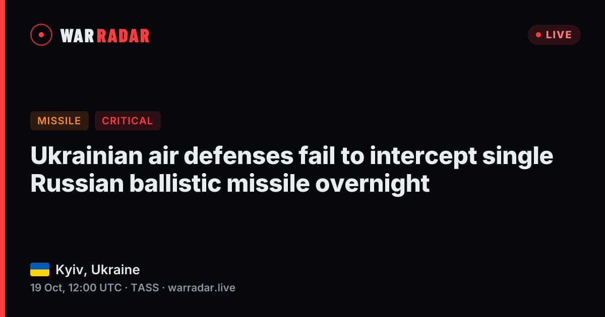 Ukrainian air defenses fail to intercept single Russian ballistic ...